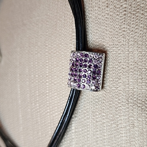 New Chico's Black Leather 5 Strand Choker Necklace, NWOT - Picture 3 of 6